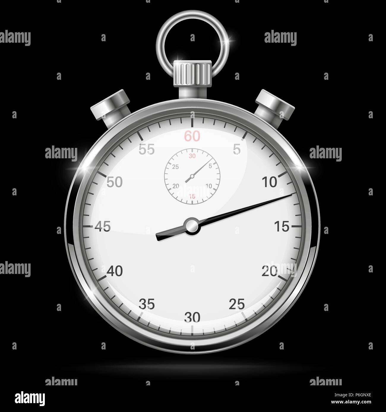 Stop watch. Vector 3d illustration on black background Stock Vector