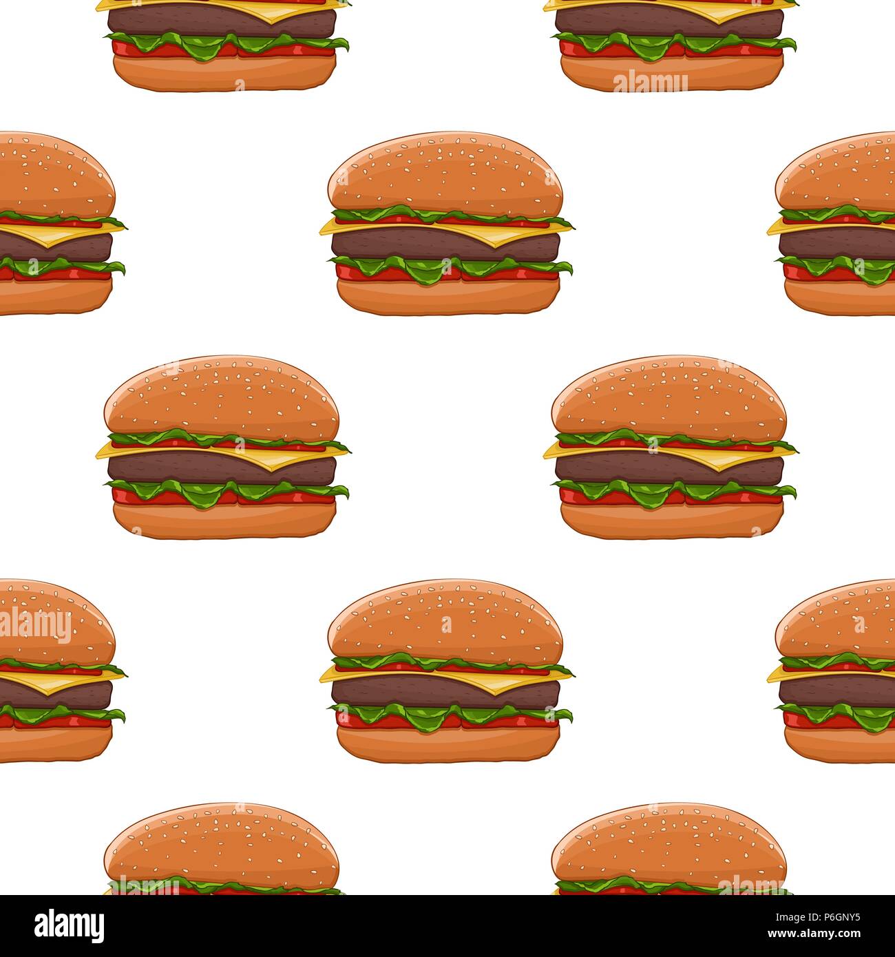 Hamburger Colored Drawing As Seamless Pattern Stock Vector Image Art Alamy