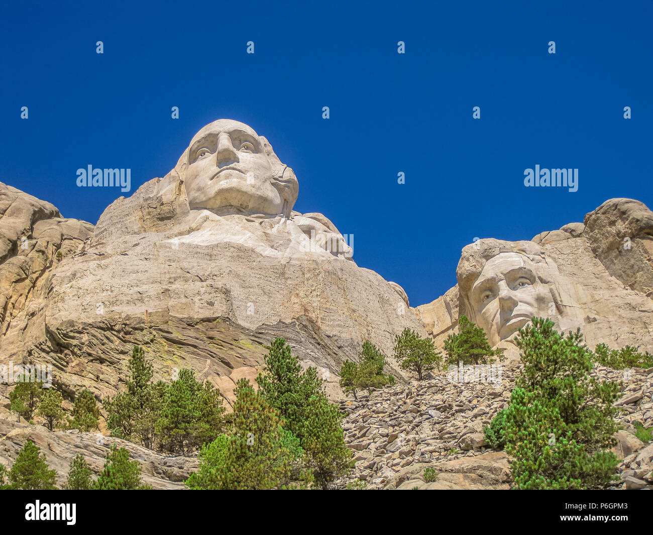 Mount Rushmore National Memorial of United States 4th july symbol of America and National Park in South Dakota. Presidents: George Washington, Thomas Jefferson, Theodore Roosevelt, Abraham Lincoln Stock Photo