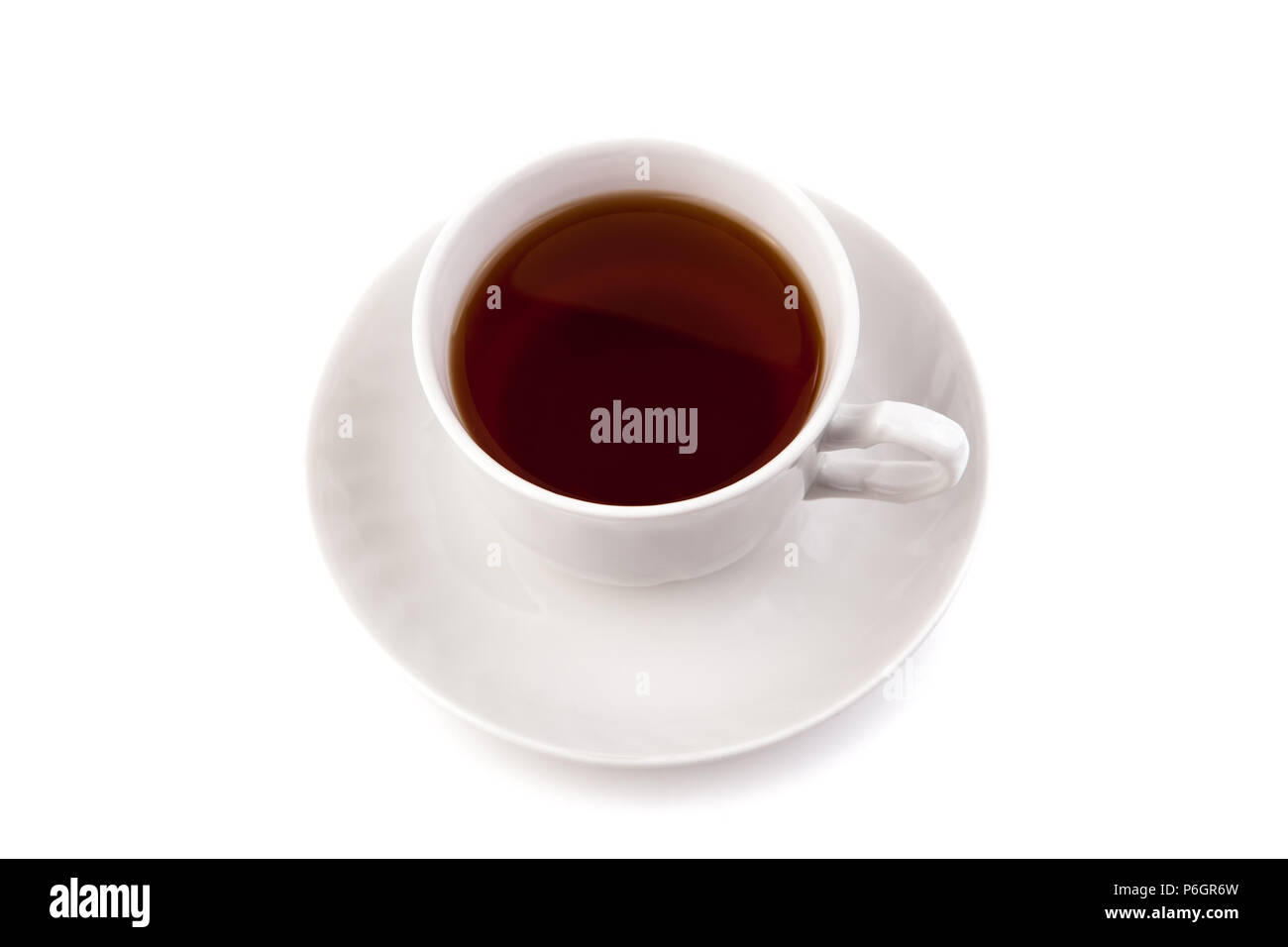 cup of black tea on white background Stock Photo