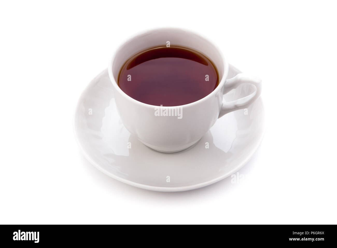 cup of black tea on white background Stock Photo