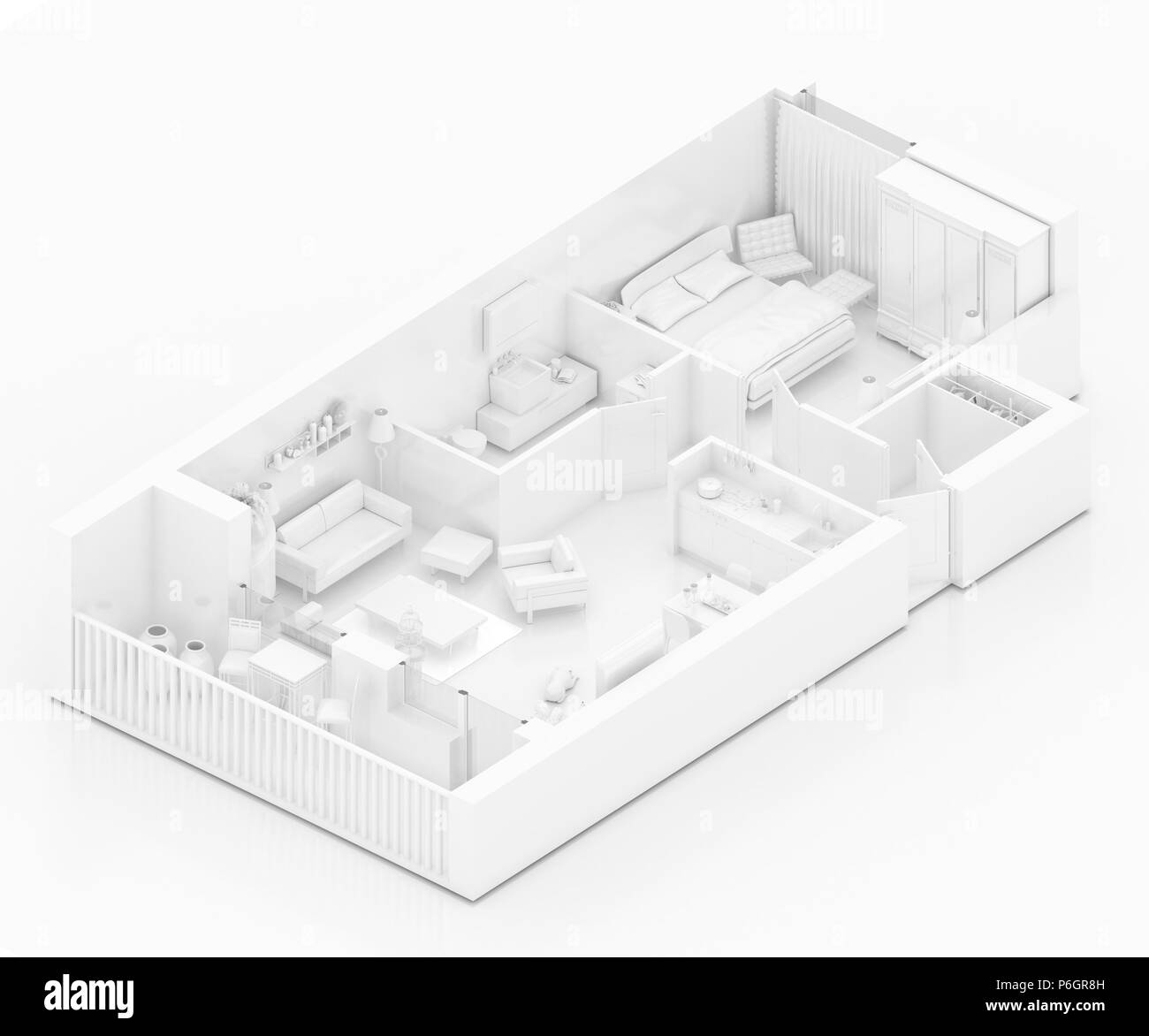 Mock up of furnished home apartment, paper model Stock Photo