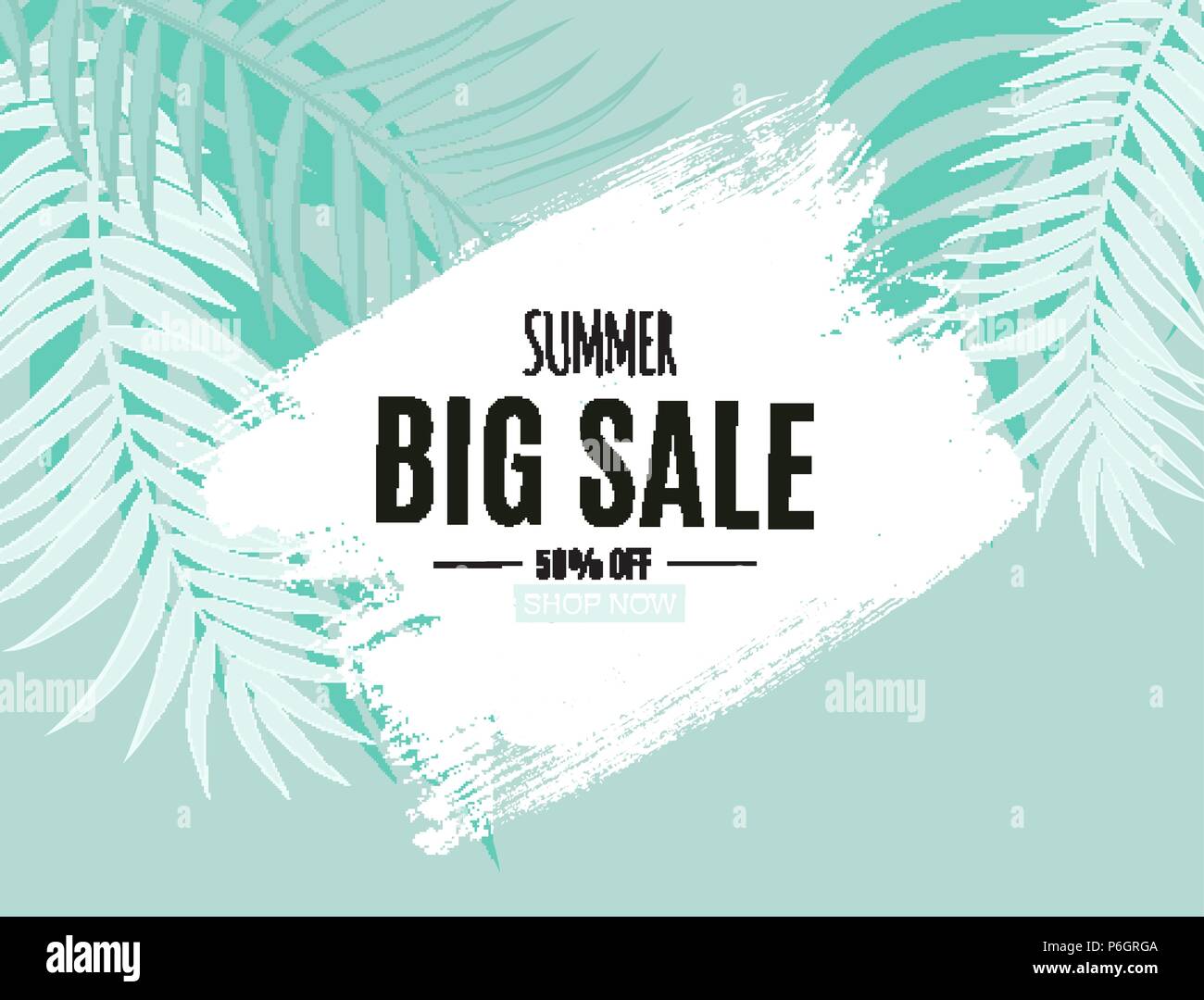 Abstract Summer Sale Background with Palm Leaves. Vector Illustration ...