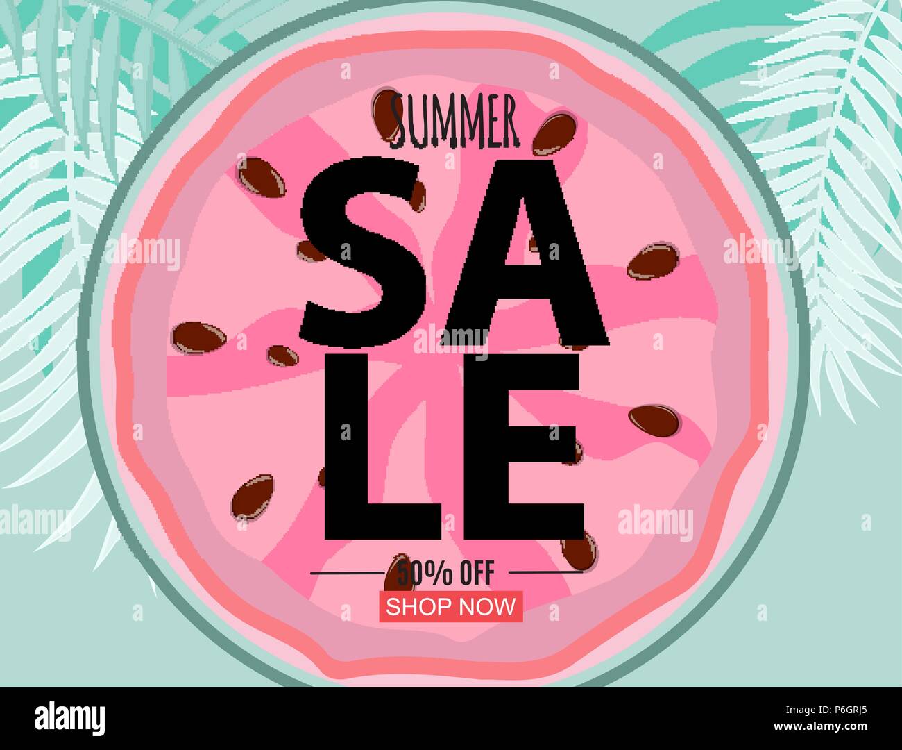 Abstract Summer Sale Background with Palm Leaves. Vector Illustration ...