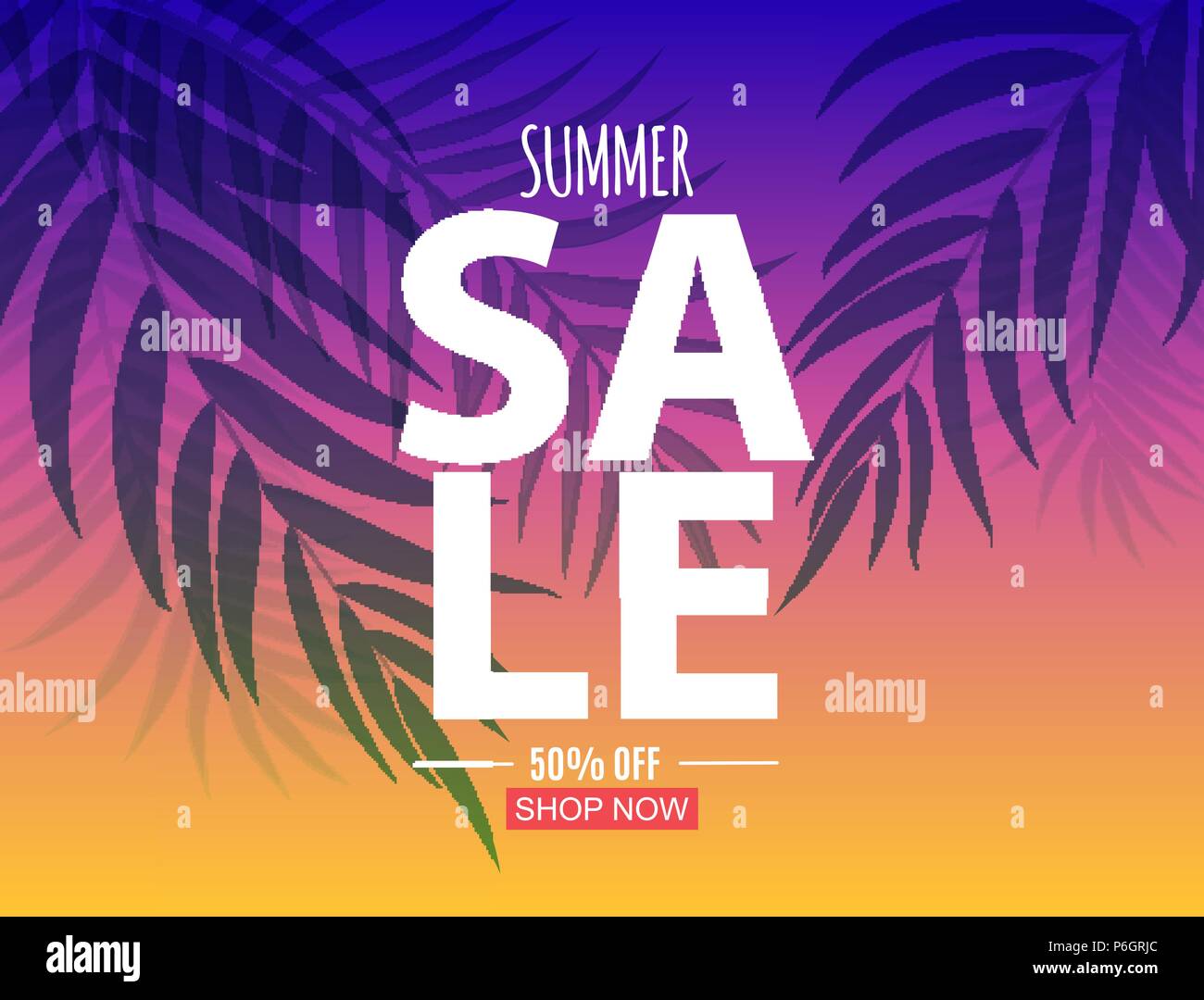 Abstract Summer Sale Background with Palm Leaves. Vector Illustration ...