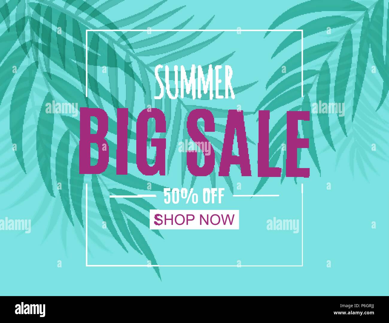 Abstract Summer Sale Background with Palm Leaves. Vector Illustration ...