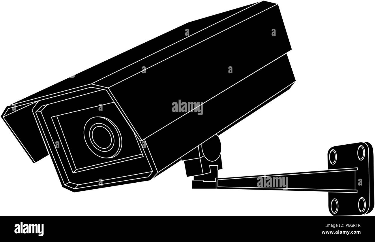 CCTV security camera. Black outline Stock Vector