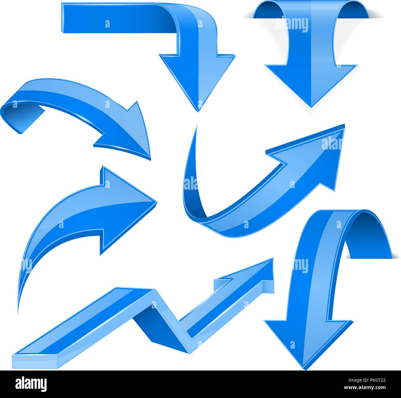 Blue arrows. 3d shiny set of icons Stock Vector Image & Art Alamy