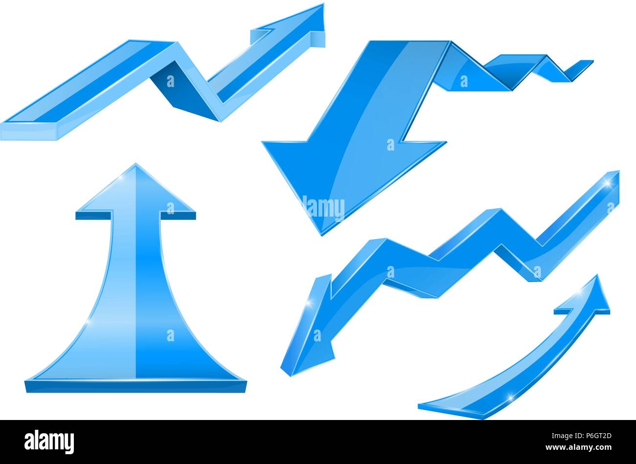 Blue arrows. 3d shiny set of icons Stock Vector Image & Art - Alamy