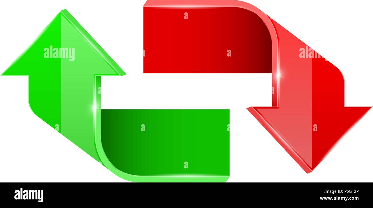 Red and green arrows. Up and Down 3d symbols Stock Vector Image & Art ...