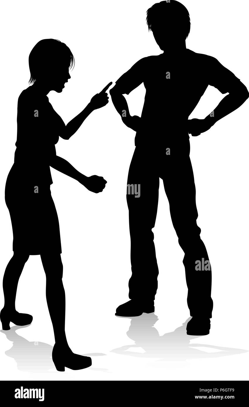 Man and Woman Couple Arguing Silhouette Stock Vector