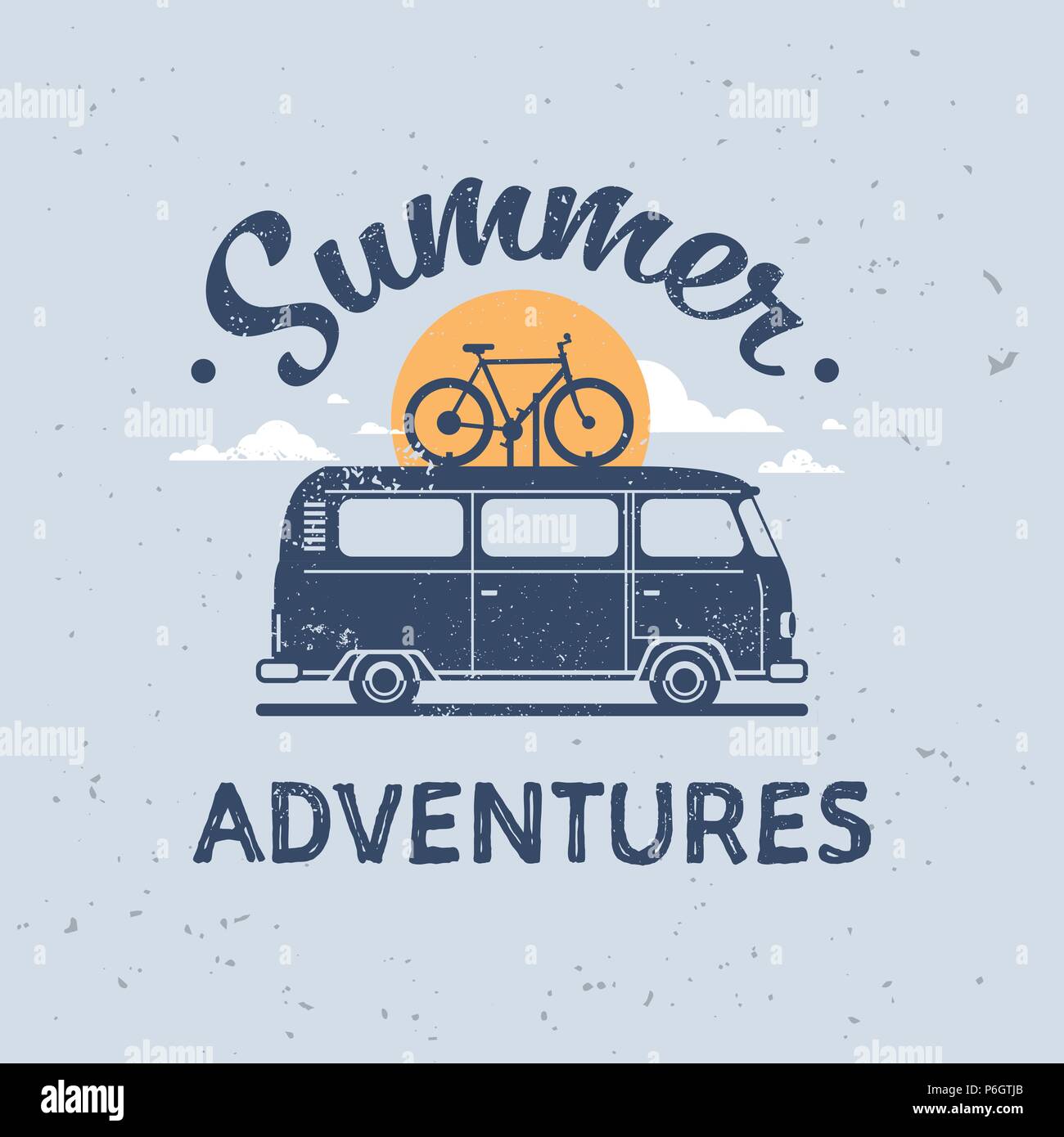 Poster Vector illustration of vintage posters, retro a minibus for