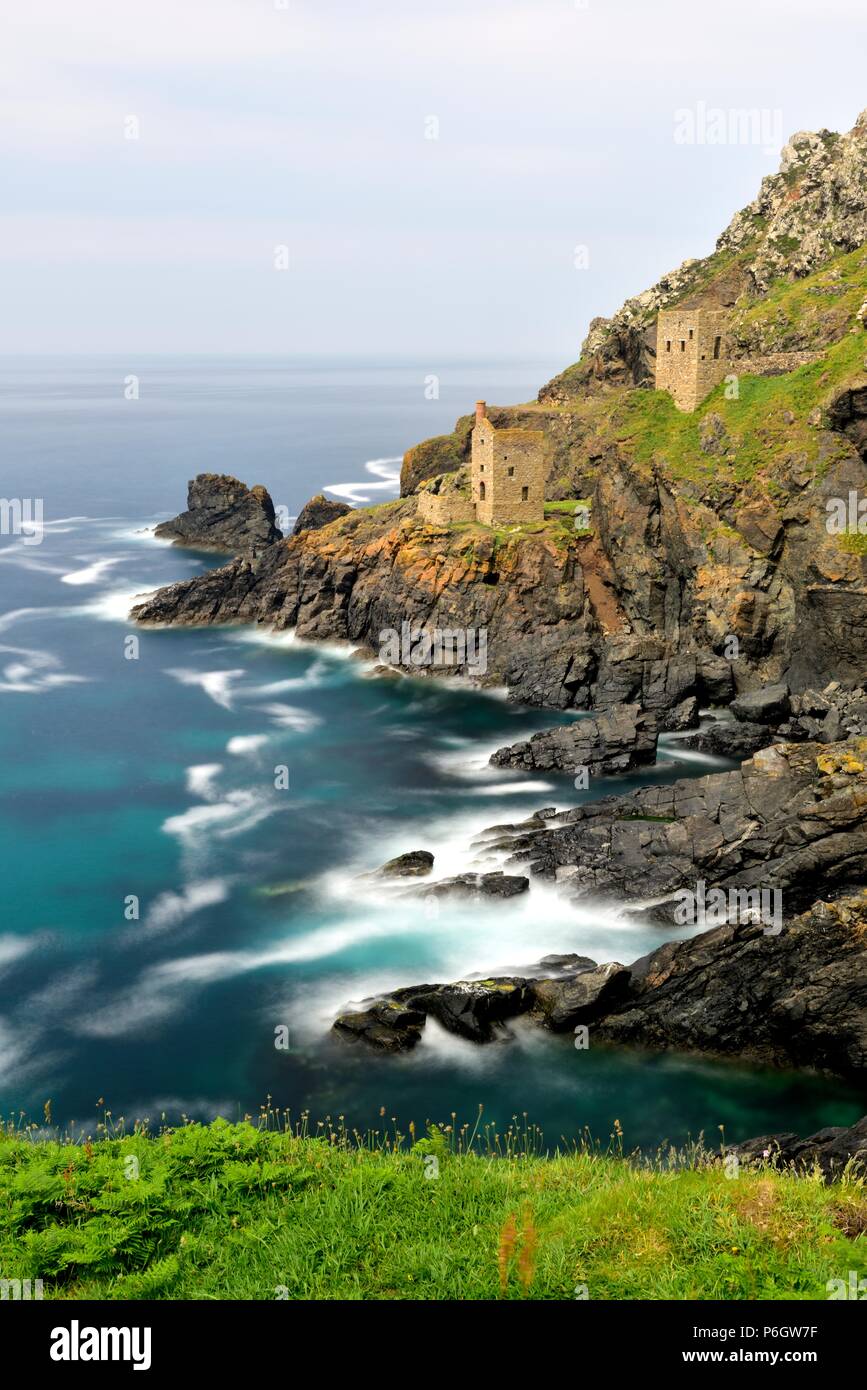 The Crowns engine houses, Botallack tin mines, Penwith, Cornwall, England UK Stock Photo
