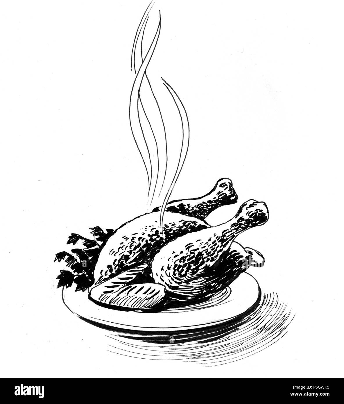 Fried Chicken Clip Art Black And White