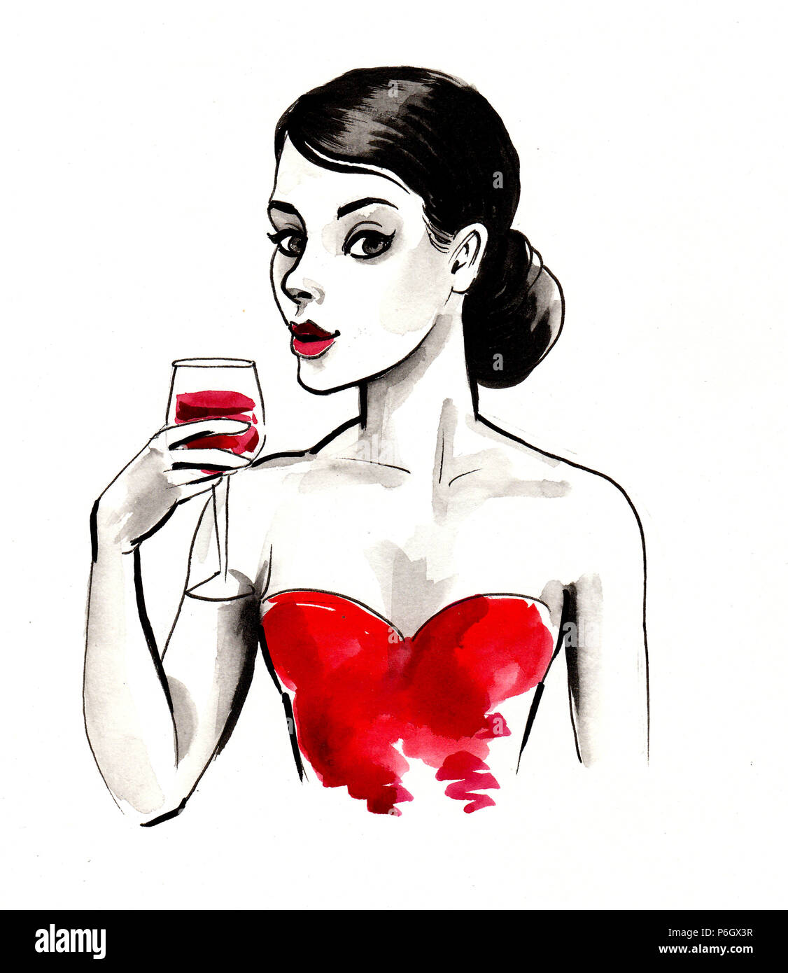lady in red wine
