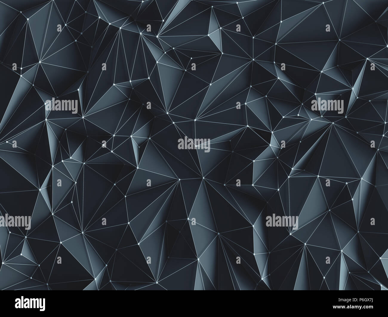 3D illustration. Abstract background image, connections in lines and geometric triangular shapes. Stock Photo