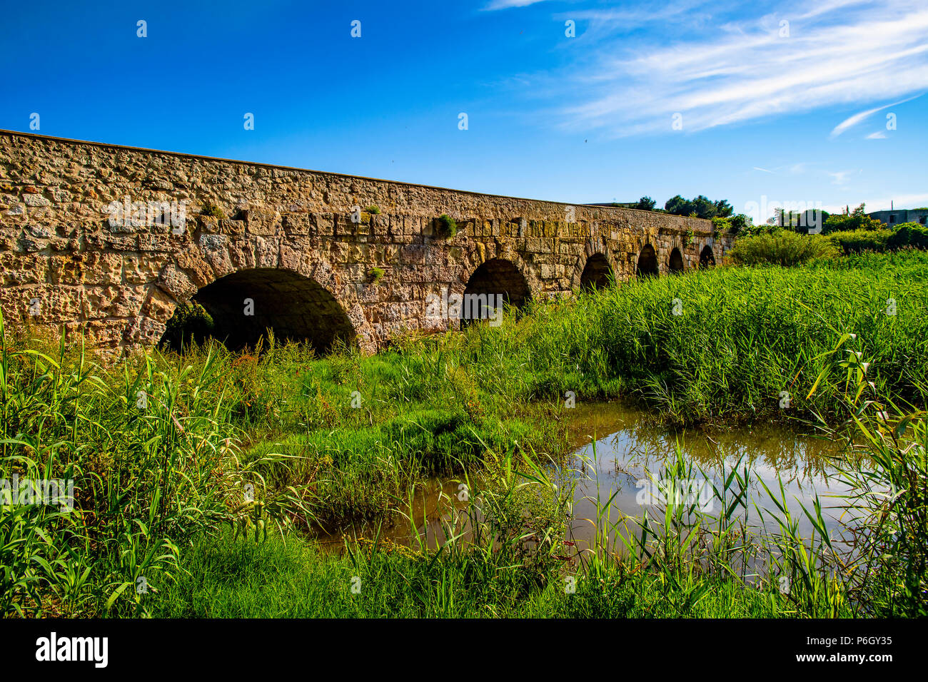 Italy Sardinia Porto Torres - Turris Libinosis Roman Bridge on the rio Mannu Stock Photo