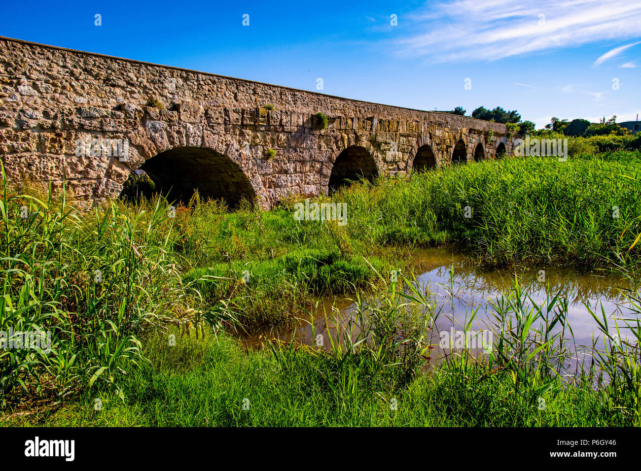 Italy Sardinia Porto Torres - Turris Libinosis Roman Bridge on the rio Mannu Stock Photo