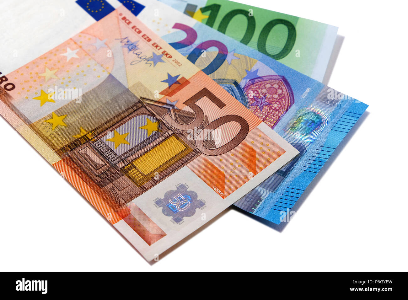Various euro currency bills Stock Photo