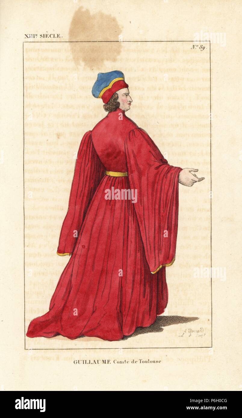 William IV, Count of Toulouse, died 1094. He is depicted in a robe with  full sleeves that resembles one worn by magistrates. On his head is a " mortier," a type of hat