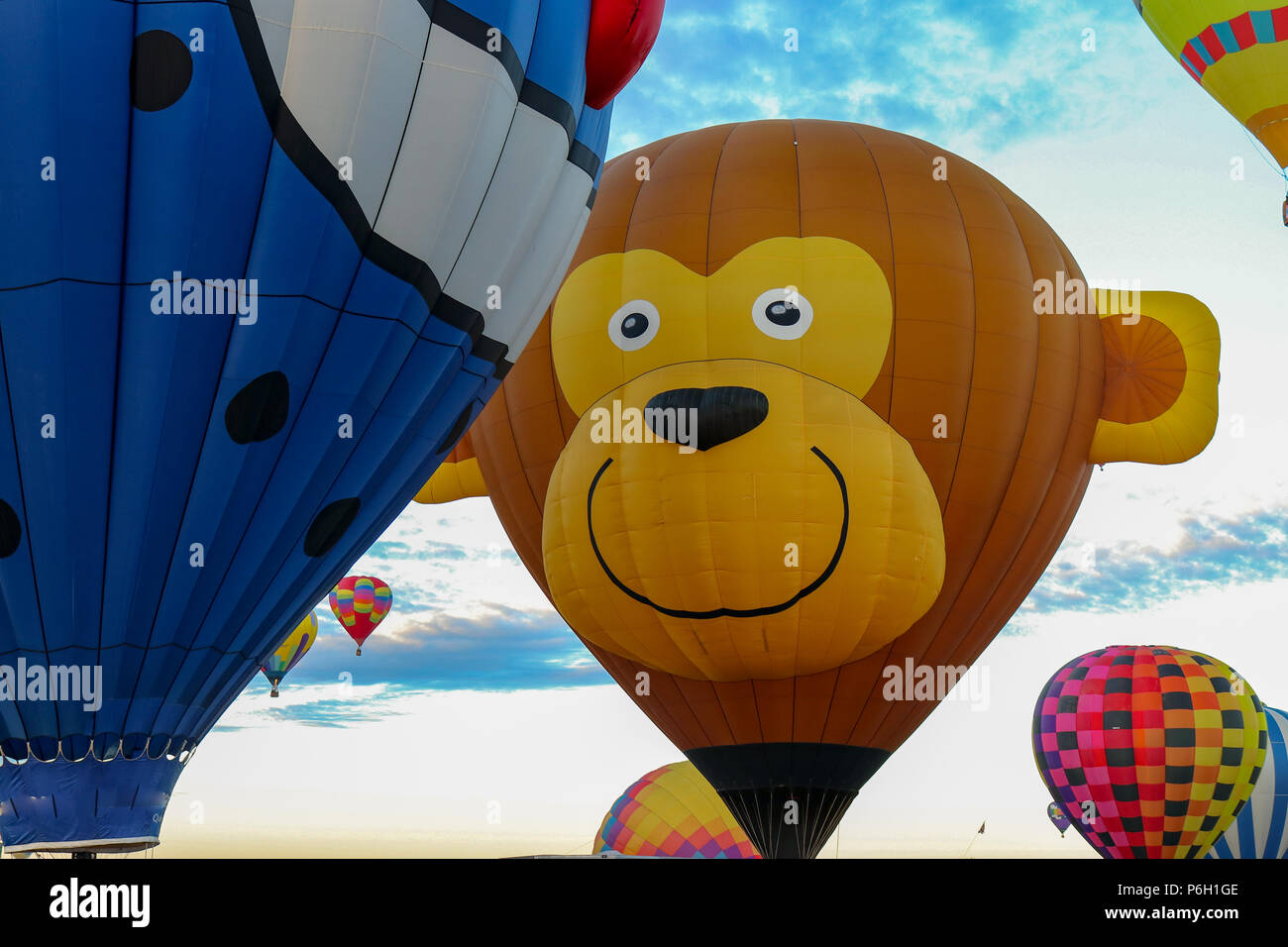 Character hot air balloons are my favorite.  This monkey shaped balloon photo was taken at the Albuquerque New Mexico International balloon festival Stock Photo
