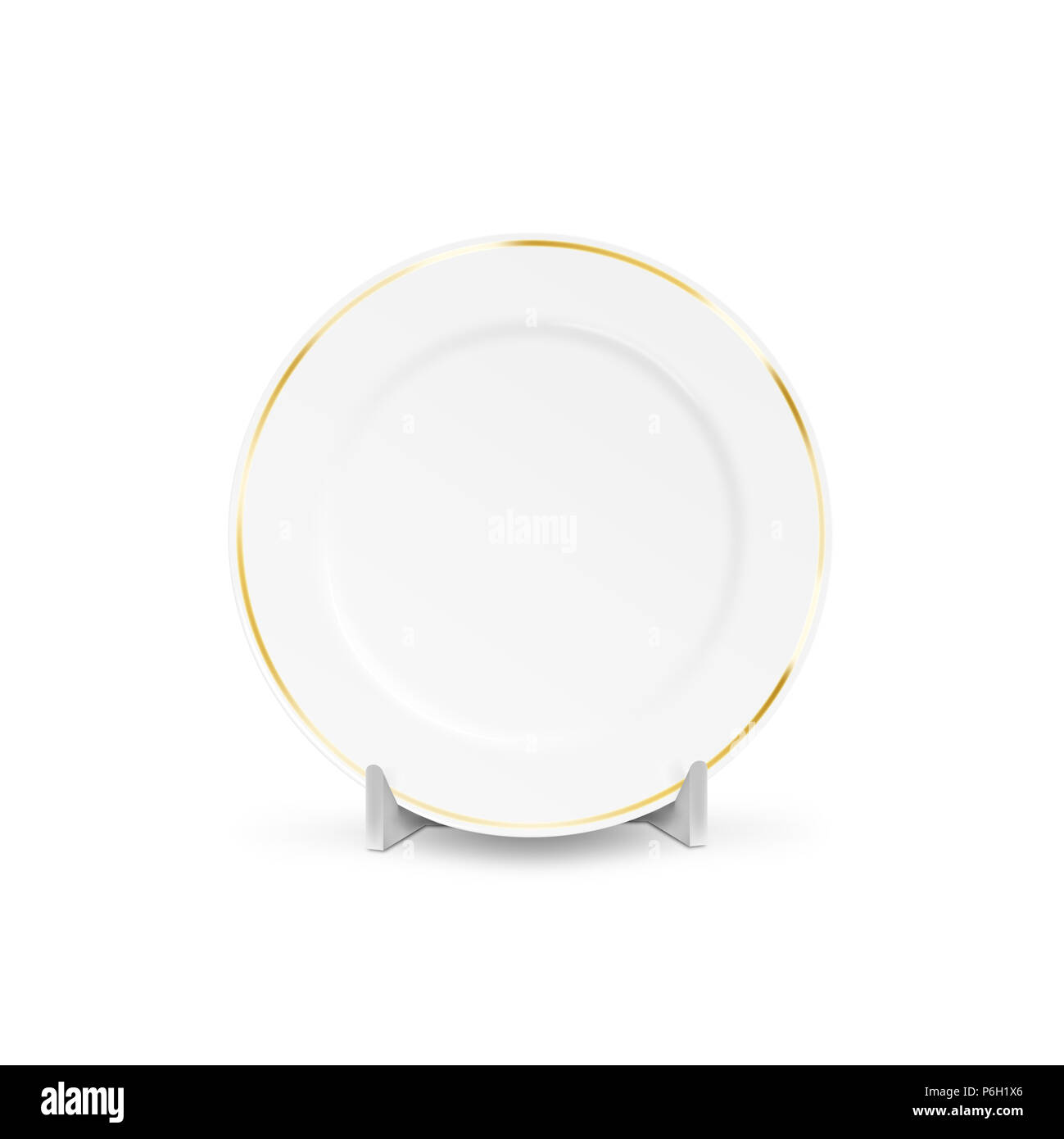 White blank plate mock up holder isolated. Empty dish mockup stand ...
