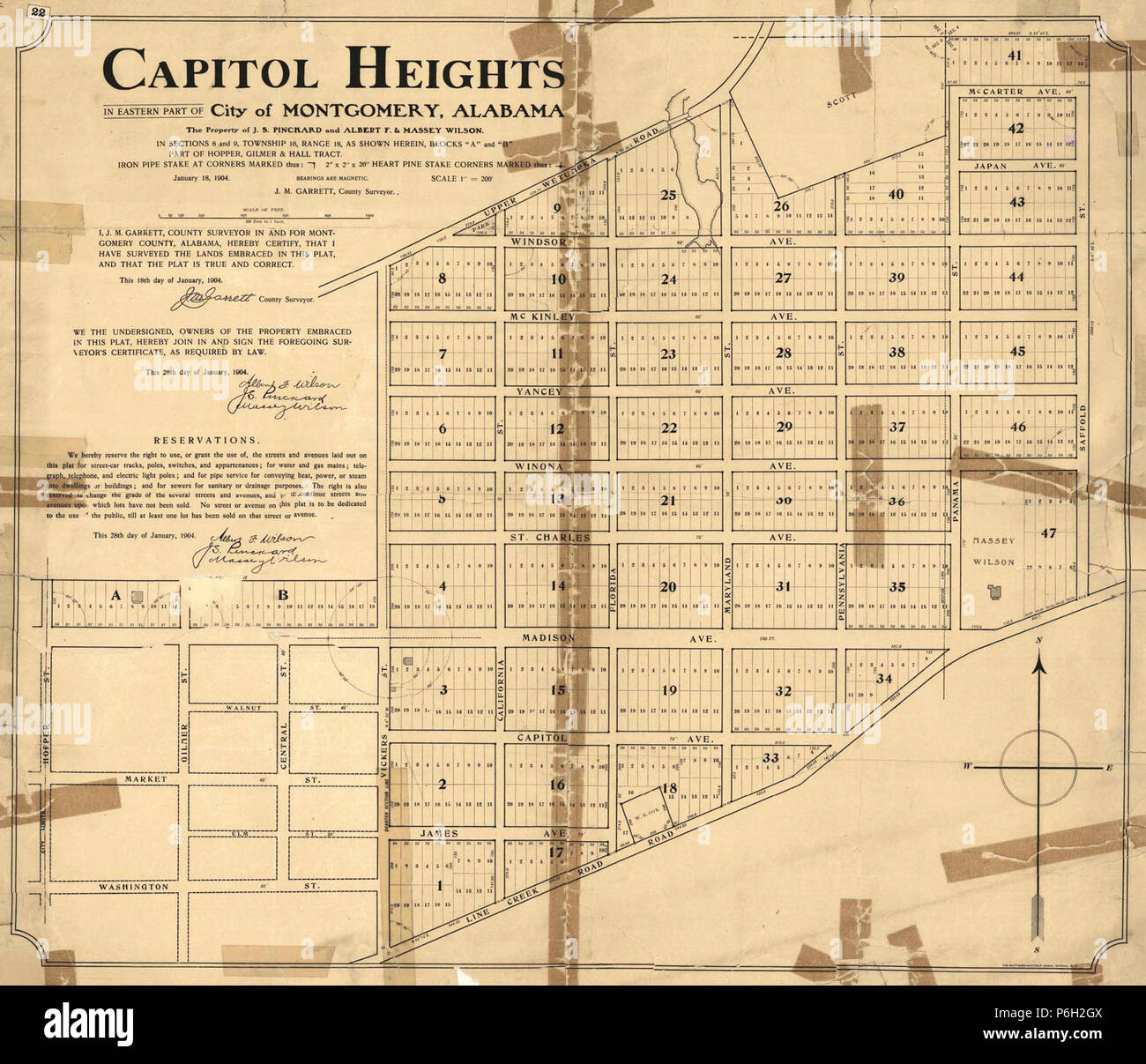 1904 map of Capitol Heights, Montgomery, Alabama Stock Photo Alamy