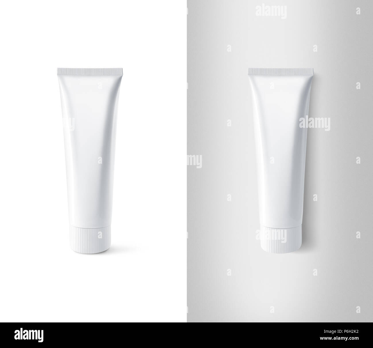Blank white toothpaste tube design mockup set, isolated, clipping path