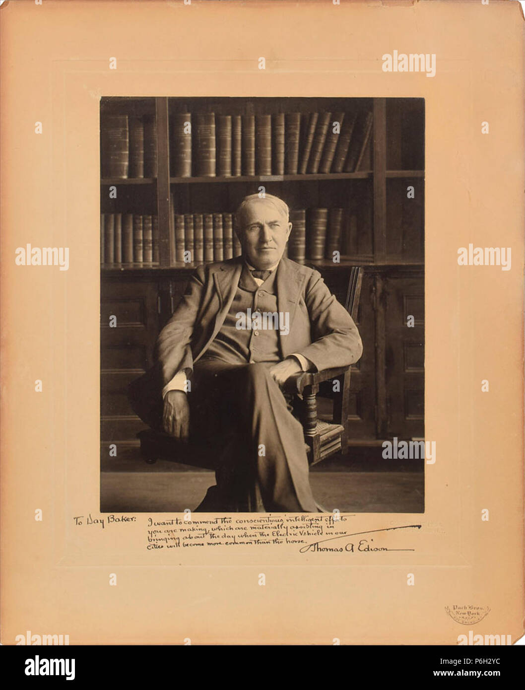 1904 Thomas Edison by Pach Brothers. Stock Photo