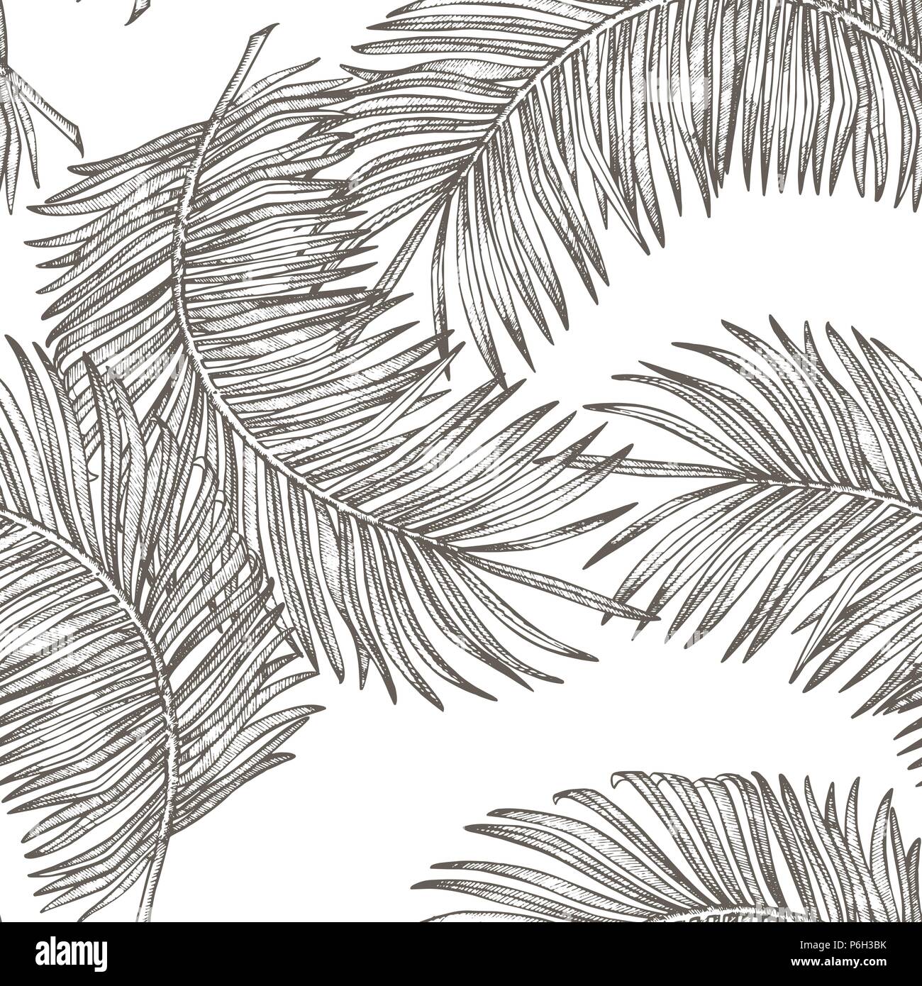 Jungle leaves seamless vector floral pattern background. Tropical palm ...