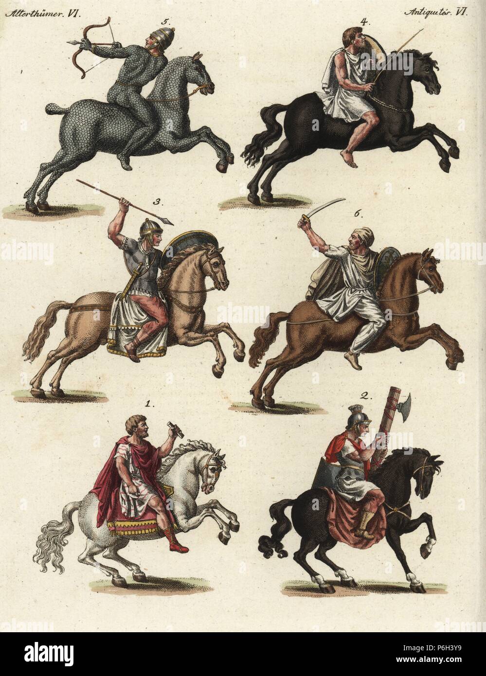 Roman general 1, fasces bearer 2, Roman cavalry 3, Numidian cavalry 4