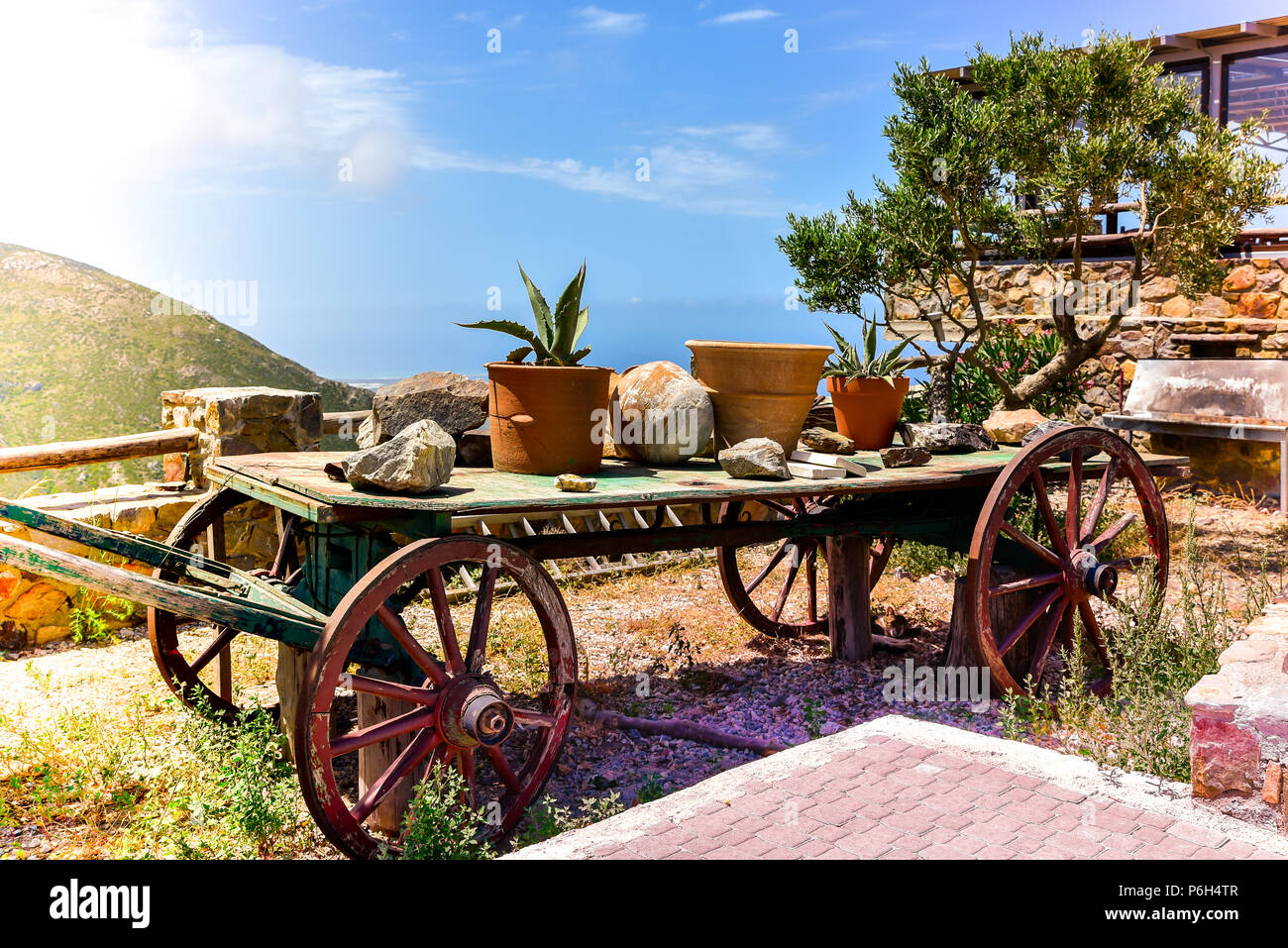 Old fashioned cart used for decoration purpose Stock Photo