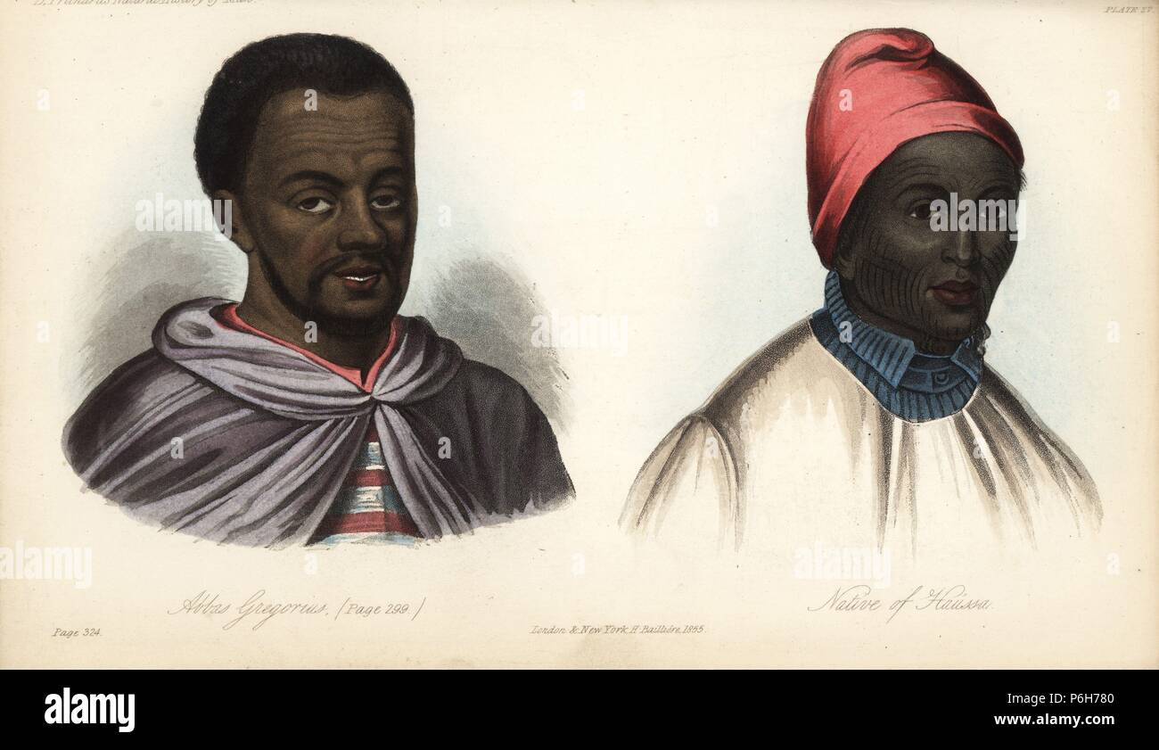 The learned Abbas Gregorius, an Amharic Ethiopian, and Hausa man of west Africa. Handcoloured lithograph from James Cowles Prichard's Natural History of Man, Balliere, London, 1855. Stock Photo