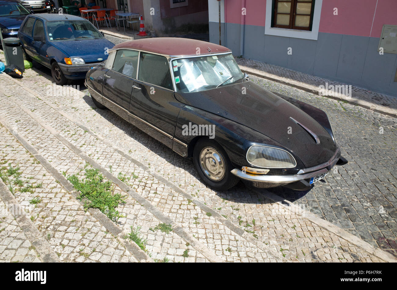 French Classic Car Citroen DS Parked in the Street Lisbon Portugal Stock Photo