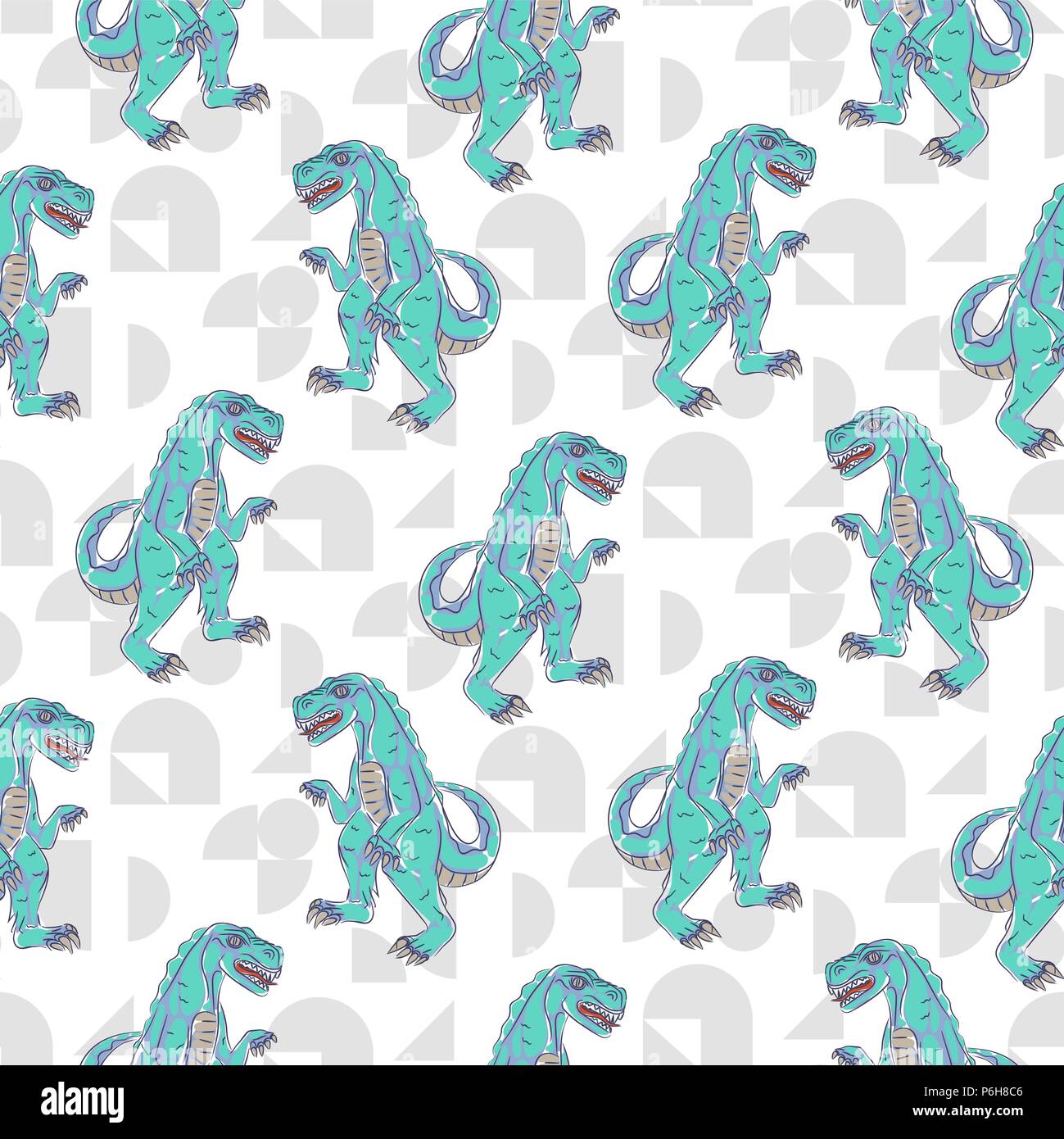 Dino monster boy seamless vector pattern. Stock Vector