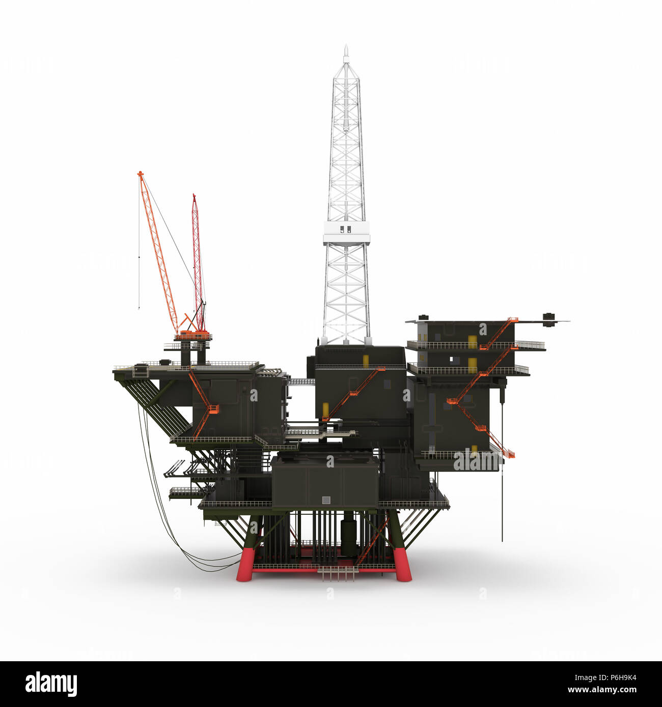 Offshore Jack Up Rig. Illustration on white background, 3d rendering ...