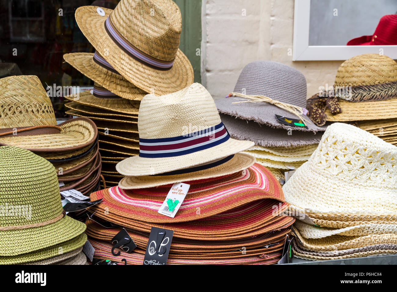 Hats For Sale in Wells next the Sea,Norfolk,England,UK Stock Photo