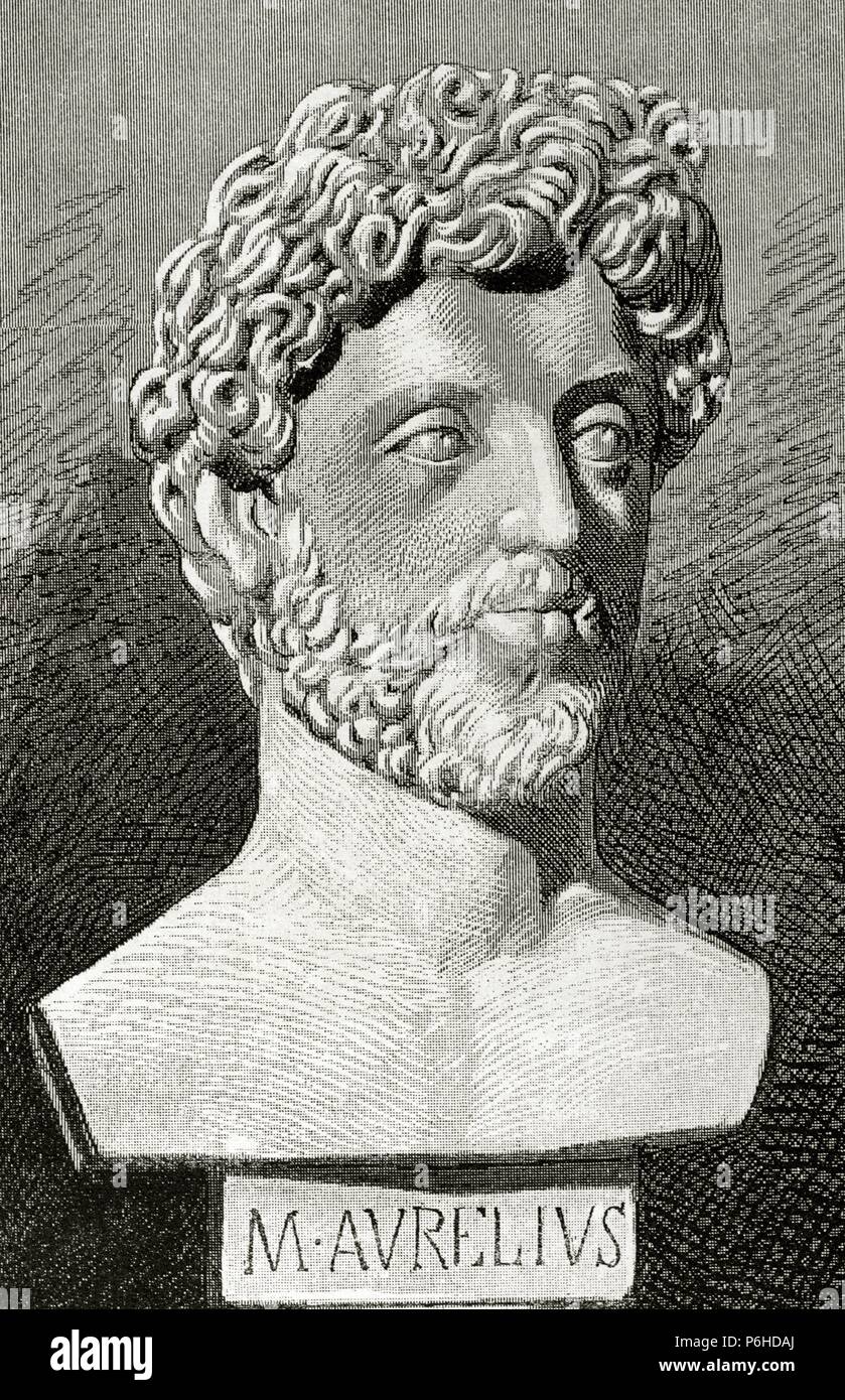 Marcus Aurelius 121 Ad D 180 Ad Roman Emperor From 161 To 180 Engraving By J Serra Pausas Historia De Espana 1882 Stock Photo Alamy
