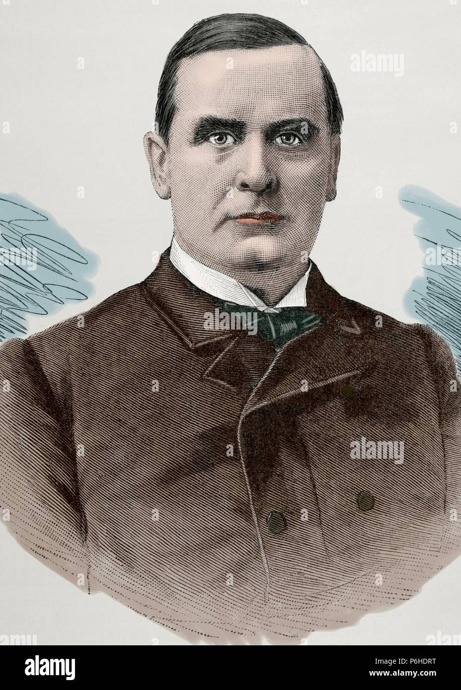 William McKinley (1843 -1901).  25th President of the United States. Colored engraving. La Ilustracion Espanola y Americana, 1890. Stock Photo