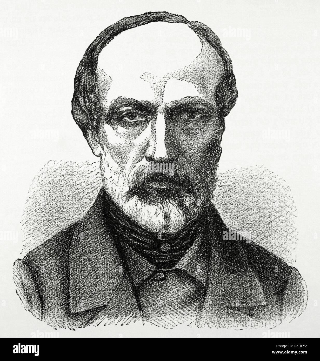 Giuseppe Mazzini (1805-1872). Italian politician, activist for the unification of Italy. Engraving by Klose. Nuestro Siglo, 1883. Stock Photo