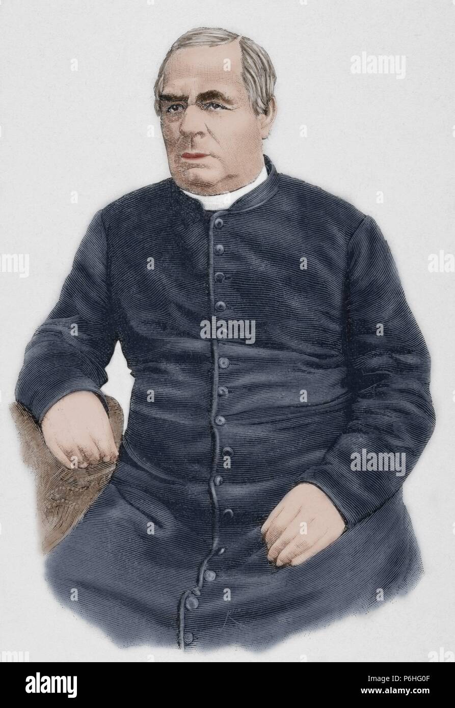 Sebastian Kneipp (1821-1897). German priest. Engraving by Rico. The Spanish and American Illustration, 1892. Colored. Stock Photo