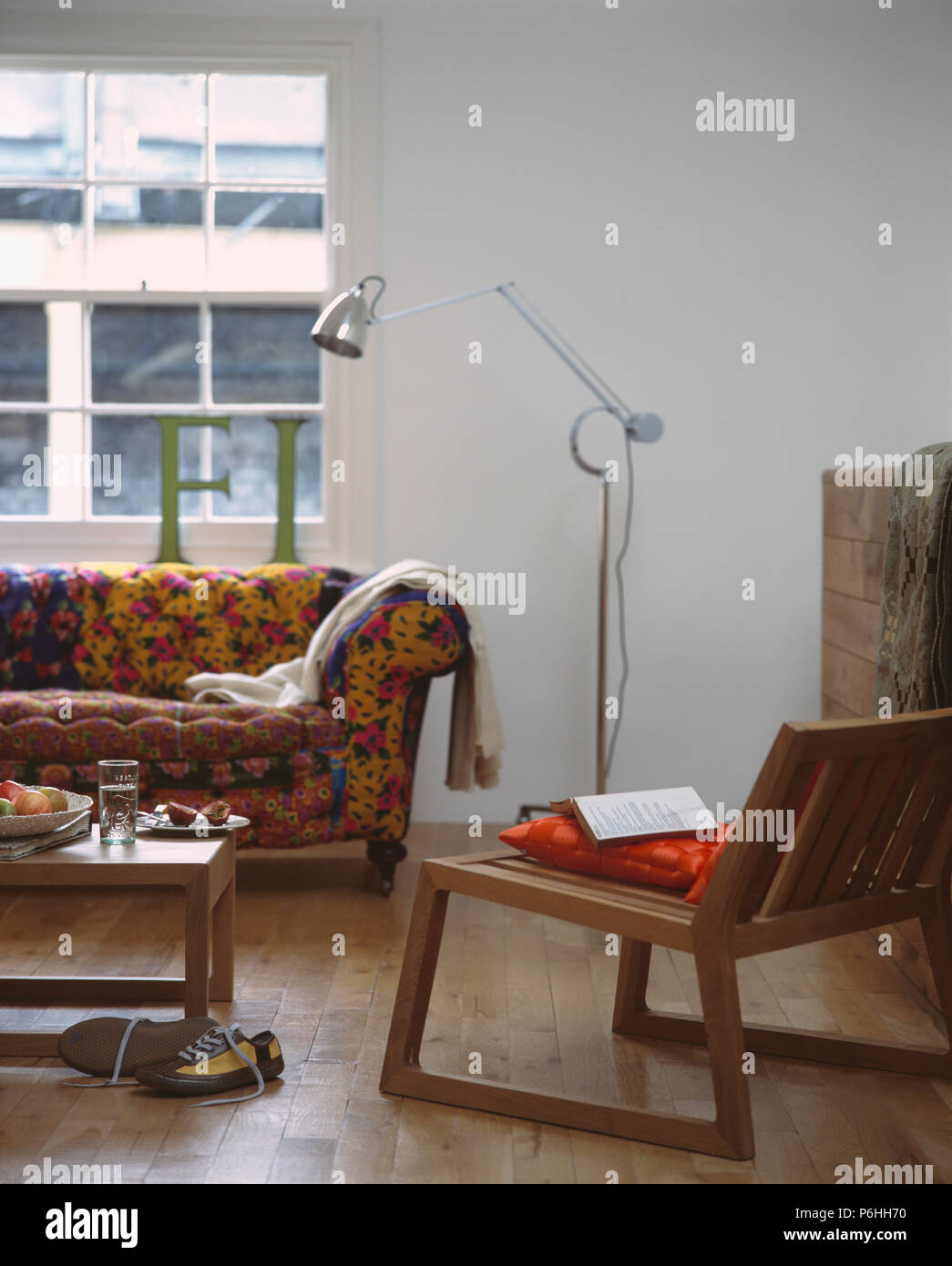 wooden anglepoise floor lamp