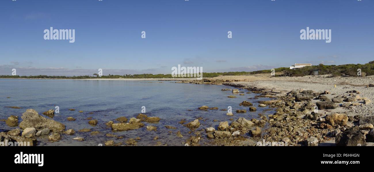 playa Es Caragol.espacio de alta proteccion medioambiental, Santaniy,comarca de Migjorn, Mallorca. Islas Baleares. Spain. Stock Photo