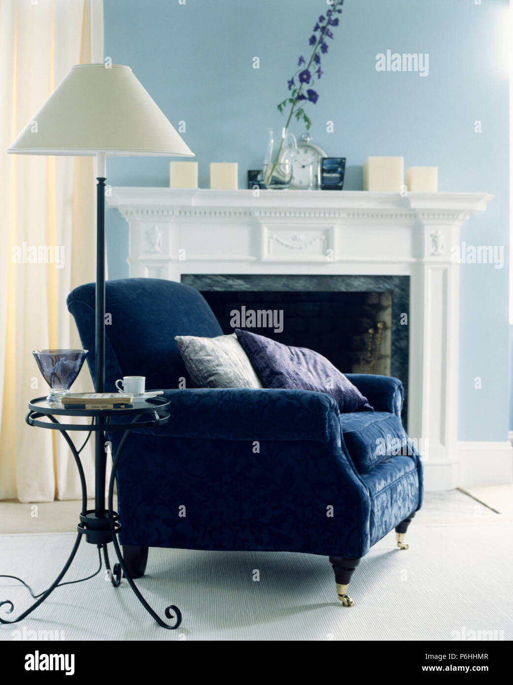 pale blue armchair