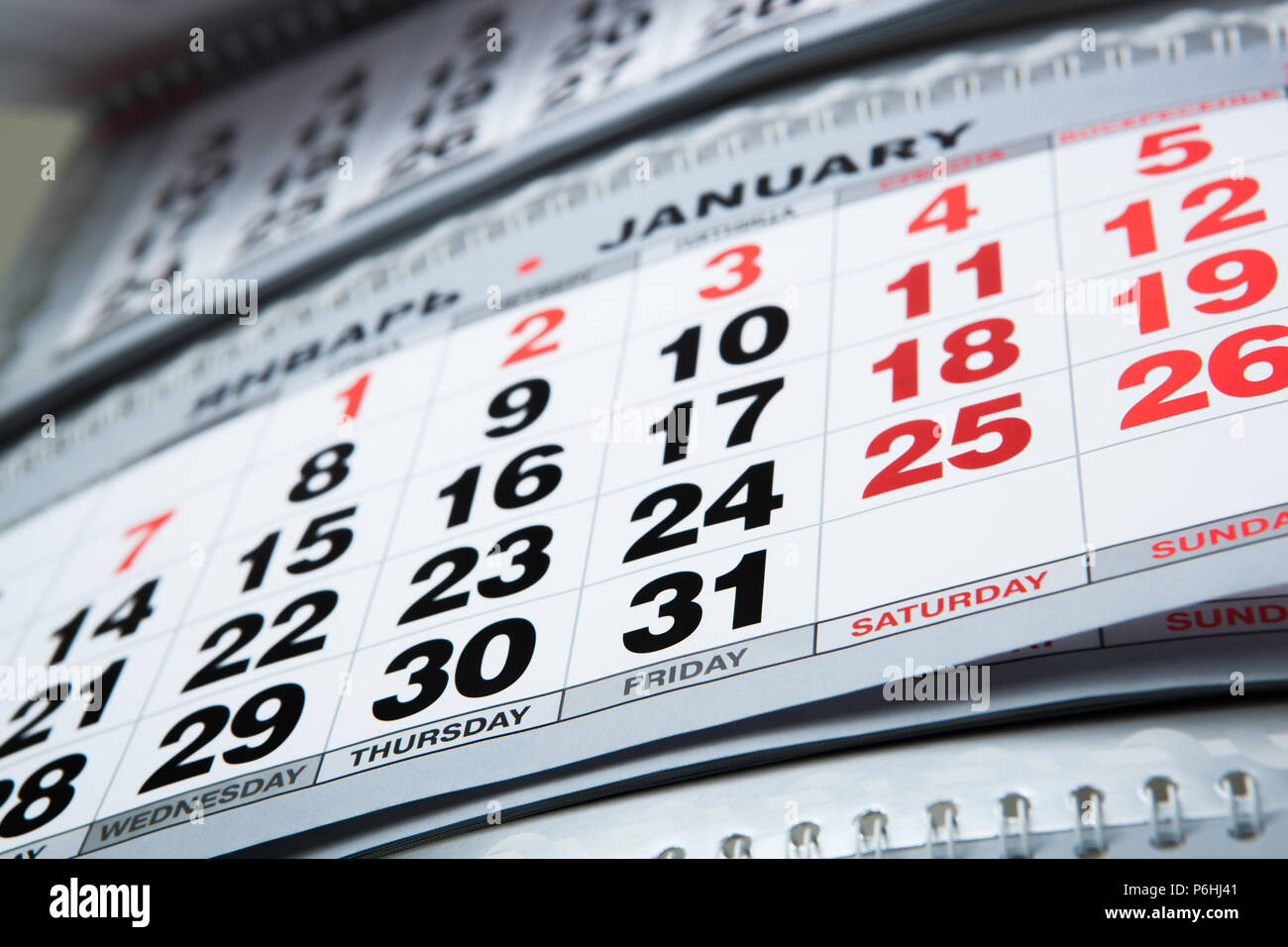 wall calendar calendar with the number of days close-up Stock Photo - Alamy