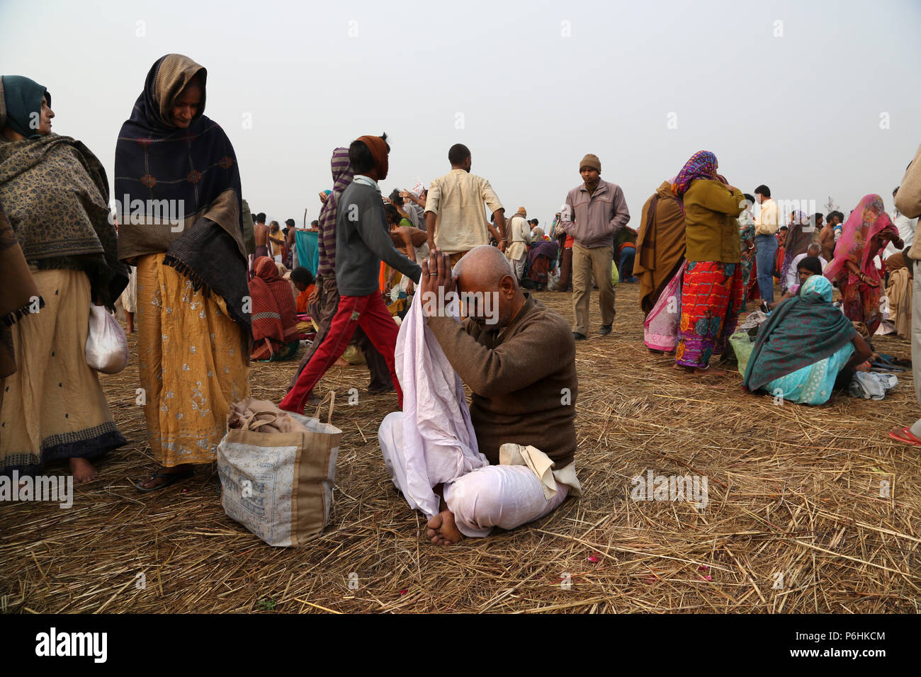 Pilgrims people during Maha Kumbh mela 2013 in Allahabad , India Stock Photo