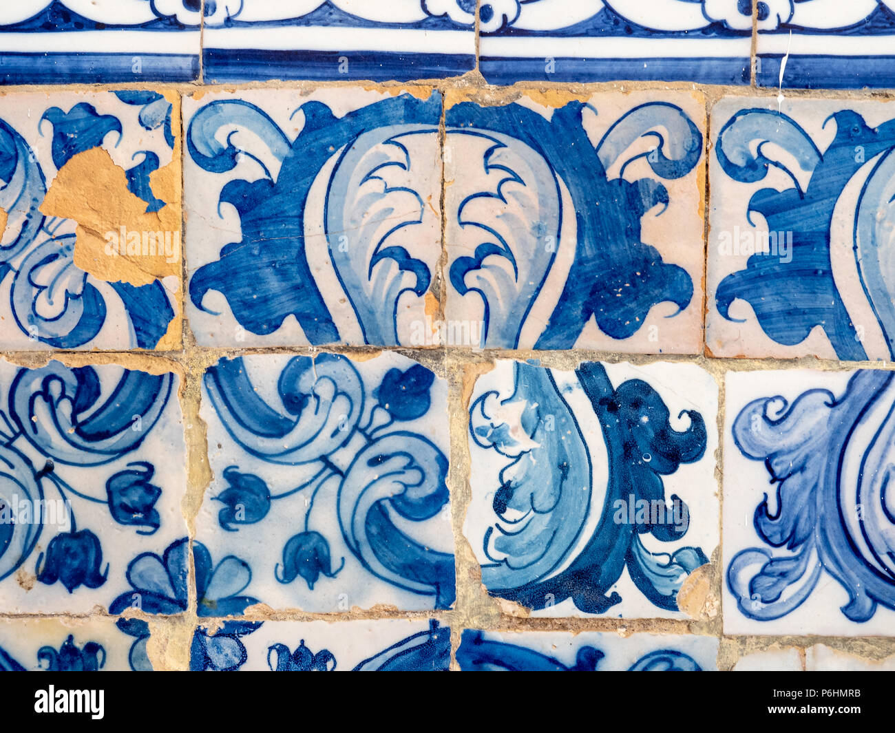 Azulejos in the chapel 'Igreja de Nossa Senhora da Rocha', Algarve, Portugal Stock Photo