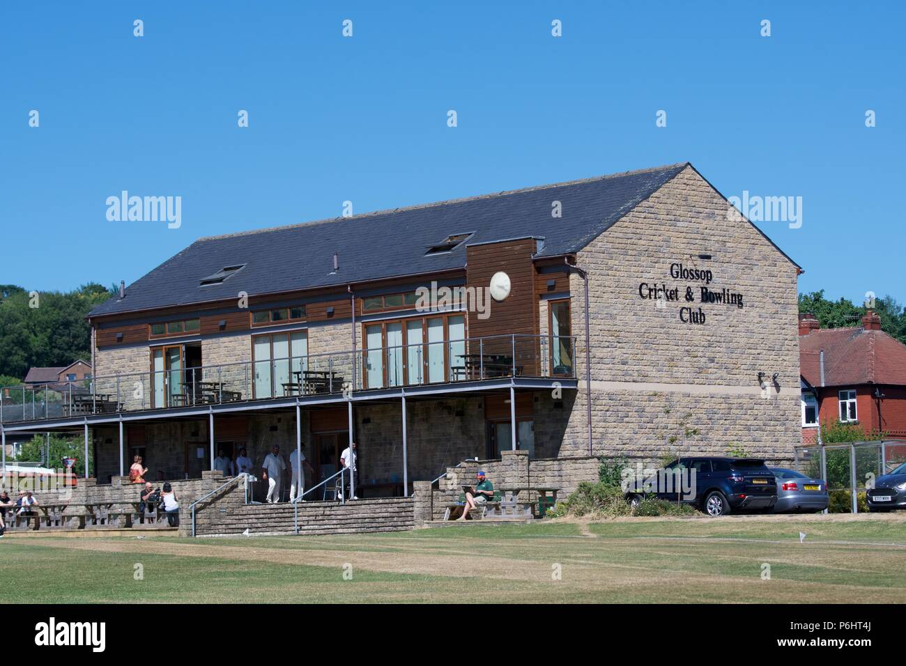 Glossop Cricket and Bowling Club pavilion Stock Photo
