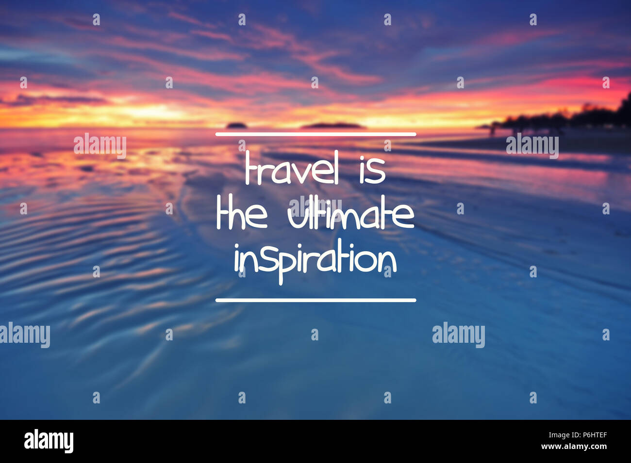 Motivational and inspiration quote- Travel is the ultimate inspiration. Retro style Stock Photo