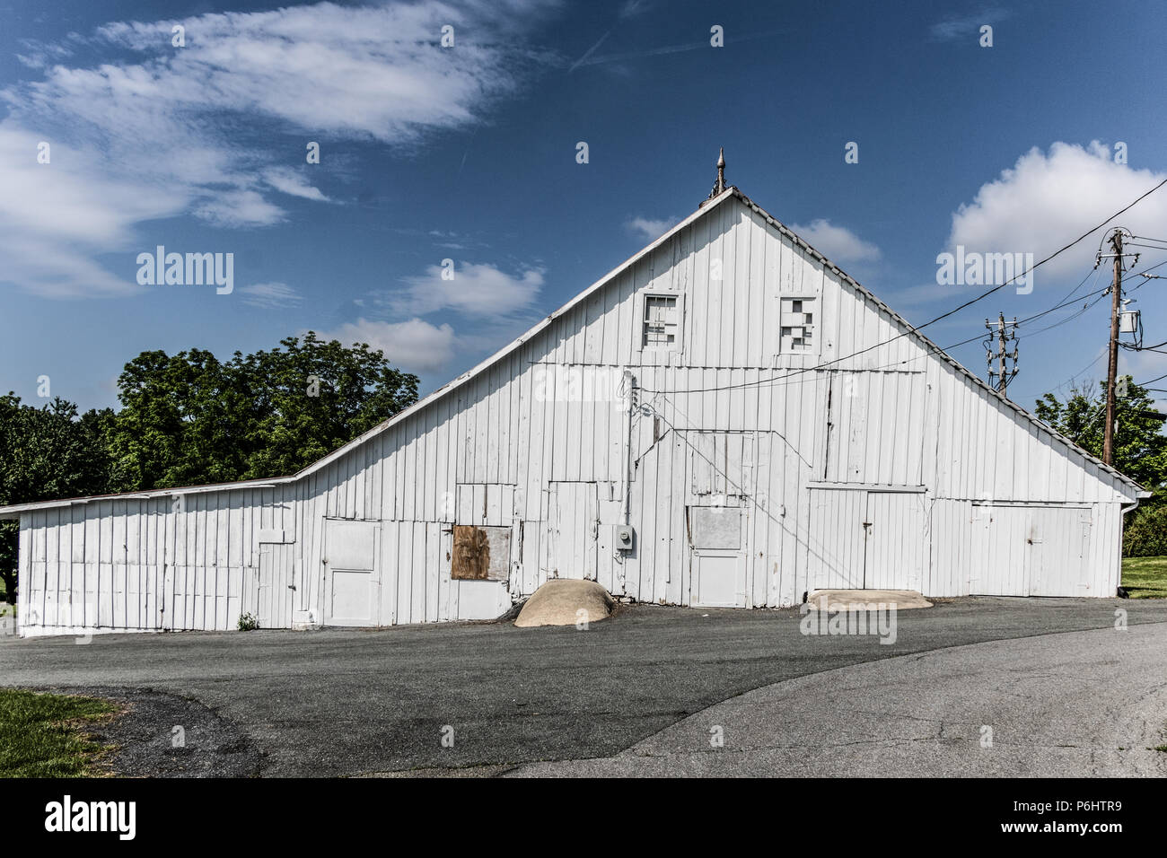 Historic white barn in Bohrer Park, Gaithersburg, Maryland, MD Stock